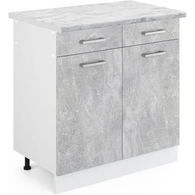 Vicco - Meuble bas de cuisine R-Line 80cm Béton/Blanc - Cuisine Modulaire - Publicité Vicco - Meuble bas de cuisine R-Line 80cm Béton/Blanc - Cuisine Modulaire - Publicité