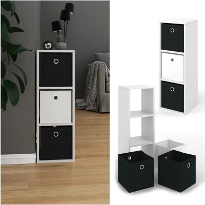 Vicco - Separador de espacios Hylda Blanco con 3 compartimentos y cajas plegables Vicco - Separador de espacios Hylda Blanco con 3 compartimentos y cajas plegables