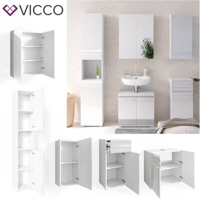 Vicco - Conjunto de muebles de baño Freddy blanco alto brillo 5 piezas Vicco - Conjunto de muebles de baño Freddy blanco alto brillo 5 piezas