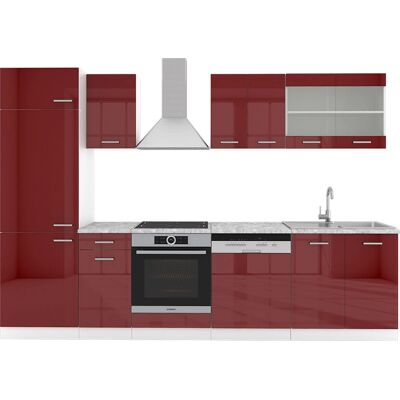 Vicco - Mueble de cocina R-Line 300cm Burdeos alto brillo / blanco con encimera Vicco - Mueble de cocina R-Line 300cm Burdeos alto brillo / blanco con encimera