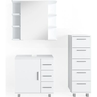 Set mobili bagno Vicco Ilias - Bianco, 3 pezzi Set mobili bagno Vicco Ilias - Bianco, 3 pezzi