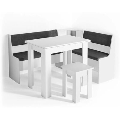 Vicco - Conjunto de banco esquino Roman, Blanco, 150x41.5cm con mesa Vicco - Conjunto de banco esquino Roman, Blanco, 150x41.5cm con mesa