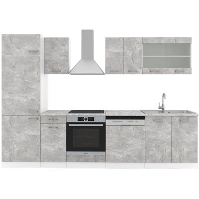 Meuble de cuisine Vicco R-Line - 300cm Béton Blanc & Marbre - Publicité Meuble de cuisine Vicco R-Line - 300cm Béton Blanc & Marbre - Publicité