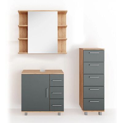 Vicco - Conjunto de muebles de baño Ilias oro potencia/antracita 3 piezas Vicco - Conjunto de muebles de baño Ilias oro potencia/antracita 3 piezas
