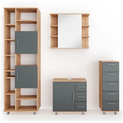Conjunto de muebles de baño Vicco Ilias - Oro y antracita - 4 piezas Conjunto de muebles de baño Vicco Ilias - Oro y antracita - 4 piezas