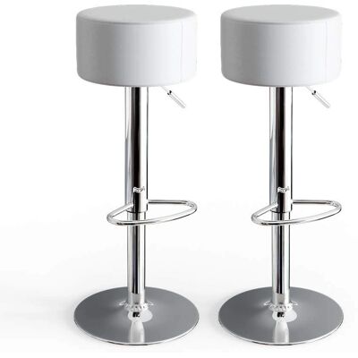 Vicco - Juego de 2 taburetes de bar blancos ajustables Vicco - Juego de 2 taburetes de bar blancos ajustables