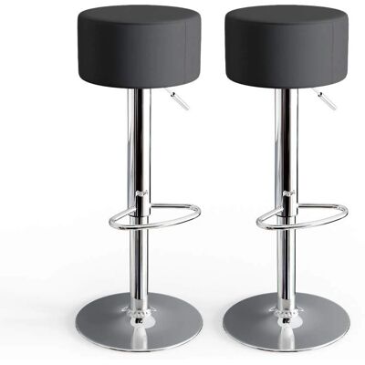 Vicco - Conjunto de 2 taburetes de bar negros ajustables Vicco - Conjunto de 2 taburetes de bar negros ajustables