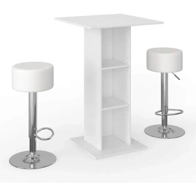 Set tavolo da bar Rodeo Vicco bianco 70x70cm con 2 sgabelli Set tavolo da bar Rodeo Vicco bianco 70x70cm con 2 sgabelli