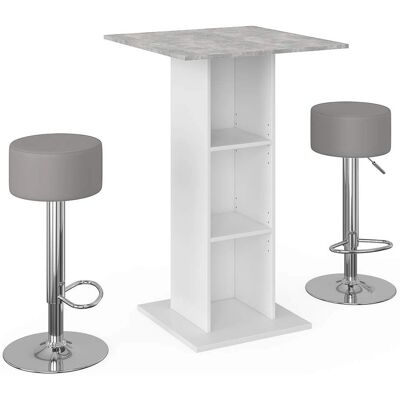 Vicco - Set tavolo bar in cemento 70x70cm con 2 sgabelli Vicco - Set tavolo bar in cemento 70x70cm con 2 sgabelli