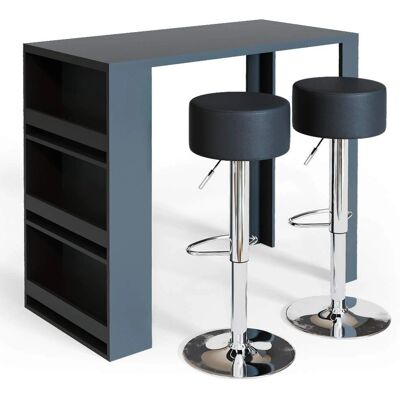 Vicco - Conjunto de Muebles de Bar - Antracita - 117x57 cm - 2 Taburetes Vicco - Conjunto de Muebles de Bar - Antracita - 117x57 cm - 2 Taburetes