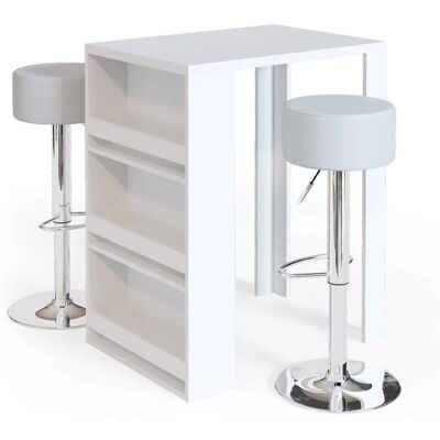 Set Tavolo da Bar Vicco Bianco - 57x80cm con 2 Sgabelli Set Tavolo da Bar Vicco Bianco - 57x80cm con 2 Sgabelli