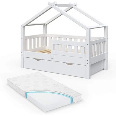 Cama infantil VitaliSpa en forma de casa - 70x140cm con cajón y colchón Cama infantil VitaliSpa en forma de casa - 70x140cm con cajón y colchón