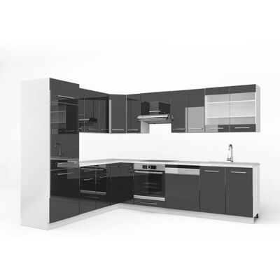 Vicco Angolare Cucina - 287x227cm, Antracite Lucido Vicco Angolare Cucina - 287x227cm, Antracite Lucido