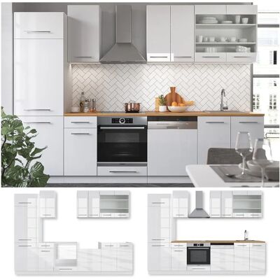 Vicco - Mobili da cucina Fame-Line 300cm Bianco Alta Lucentezza Vicco - Mobili da cucina Fame-Line 300cm Bianco Alta Lucentezza