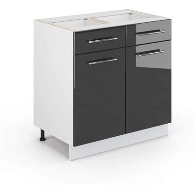 Vicco - Mobile basso cucina in Antracite lucido 80cm con cassetto - Mobile da cucina Vicco - Mobile basso cucina in Antracite lucido 80cm con cassetto - Mobile da cucina