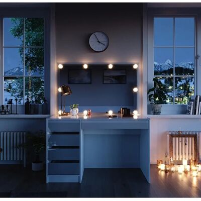 Tavolo da trucco Sherry bianco lucido con LED Tavolo da trucco Sherry bianco lucido con LED