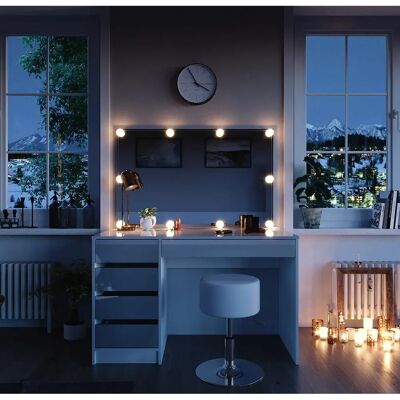 Tavolo da toeletta Sherry bianco con LED - 120cm Tavolo da toeletta Sherry bianco con LED - 120cm