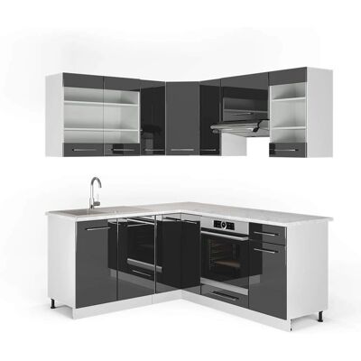 Vicco Fame-Line Eckküche - Antrazith Hochglanz - 160x60cm Vicco Fame-Line Eckküche - Antrazith Hochglanz - 160x60cm