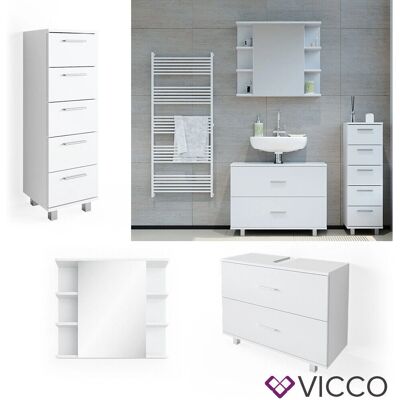 Vicco - Set di mobili da bagno Ilias - Bianco - 3 pezzi Vicco - Set di mobili da bagno Ilias - Bianco - 3 pezzi