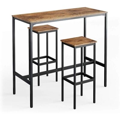 Conjunto de mesa de bar Fyrk de madera rústica - Estilo loft Conjunto de mesa de bar Fyrk de madera rústica - Estilo loft