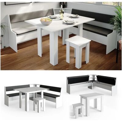 Set de Sofá Esquinero Roman de Vicco - Blanco - Mesa extensible resistente a arañazos Set de Sofá Esquinero Roman de Vicco - Blanco - Mesa extensible resistente a arañazos
