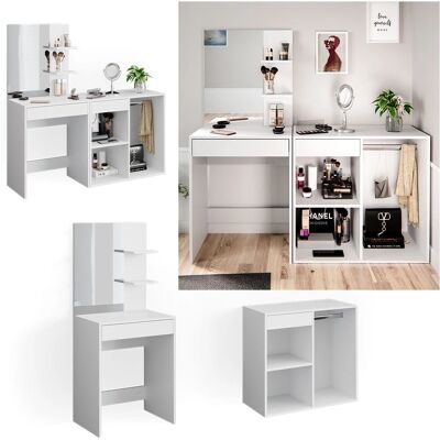 Vicco Isabelle Mesita de Maquillaje Blanca con Estantes y Cajón - Tocador Vicco Isabelle Mesita de Maquillaje Blanca con Estantes y Cajón - Tocador