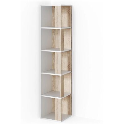 Vicco - Estante angolare Lio Sonoma/bianco - 5 scomparti Vicco - Estante angolare Lio Sonoma/bianco - 5 scomparti
