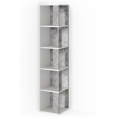 Vicco - Scaffale angolare Lio, Cemento/bianco - Soluzione di stoccaggio Vicco - Scaffale angolare Lio, Cemento/bianco - Soluzione di stoccaggio