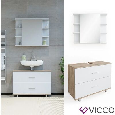 Vicco - Conjunto de muebles de baño Ilias, Blanco/Sonoma, 2 piezas - Muebles de baño Vicco - Conjunto de muebles de baño Ilias, Blanco/Sonoma, 2 piezas - Muebles de baño