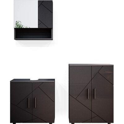 Conjunto de Muebles de Baño Vicco Irma - Antracita Alto Brillo - 3 Piezas Conjunto de Muebles de Baño Vicco Irma - Antracita Alto Brillo - 3 Piezas