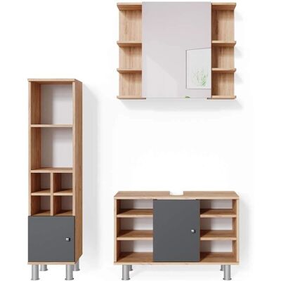 Vicco - Juego de muebles de baño Fynn, 3 piezas, Roble dorado Vicco - Juego de muebles de baño Fynn, 3 piezas, Roble dorado