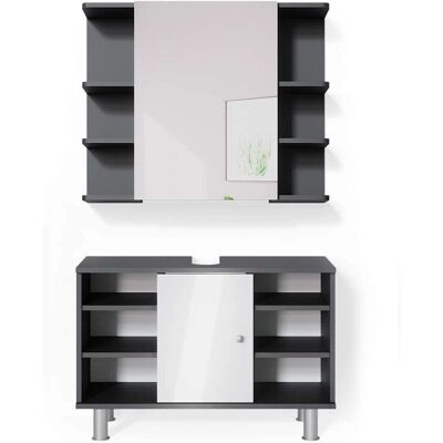 Vicco Fynn - Juego de Muebles de Baño Antracita/Blanco - 2 Piezas Vicco Fynn - Juego de Muebles de Baño Antracita/Blanco - 2 Piezas