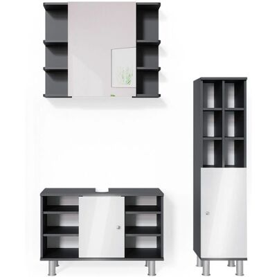 Conjunto de Muebles de Baño Vicco Fynn - Blanco y Negro - 3 Piezas Conjunto de Muebles de Baño Vicco Fynn - Blanco y Negro - 3 Piezas
