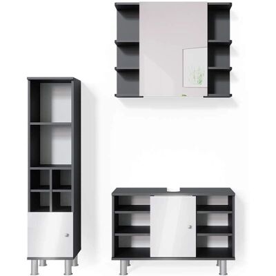Conjunto de muebles de baño Vicco Fynn Antracita/Blanco - Baño Conjunto de muebles de baño Vicco Fynn Antracita/Blanco - Baño