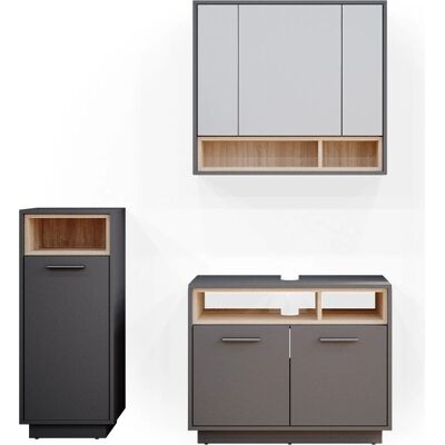 Conjunto de muebles de baño Vicco Beatrice - Antracita/Sonoma - 3 piezas Conjunto de muebles de baño Vicco Beatrice - Antracita/Sonoma - 3 piezas