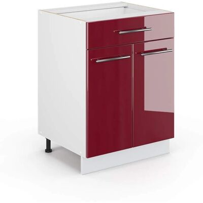 Vicco Modelo: Mueble Bajo de Cocina Fame-Line - Burdeos Alto Brillo Vicco Modelo: Mueble Bajo de Cocina Fame-Line - Burdeos Alto Brillo