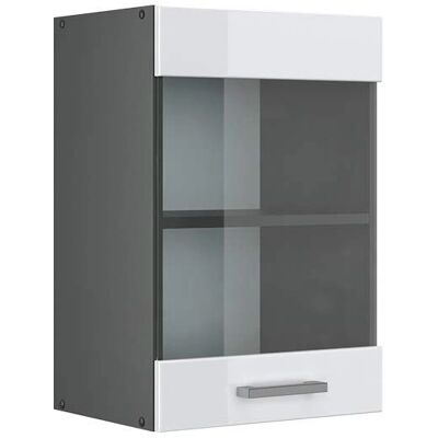 Vicco - Armario alto de cristal antracita/blanco 40 cm - Mueble de cocina Vicco - Armario alto de cristal antracita/blanco 40 cm - Mueble de cocina