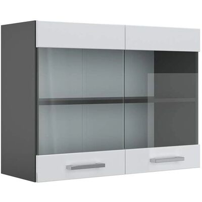 Armario de cristal alto brillo Vicco 80cm Antracita/Blanco Armario de cristal alto brillo Vicco 80cm Antracita/Blanco