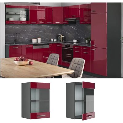 Vicco - Armadio a parete in vetro 40cm Antracite/Bordo - Armadio a parete Vicco - Armadio a parete in vetro 40cm Antracite/Bordo - Armadio a parete