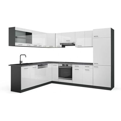 Cucina angolare R-Line Vicco - 227x287 cm, Bianco lucido / Antracite Cucina angolare R-Line Vicco - 227x287 cm, Bianco lucido / Antracite