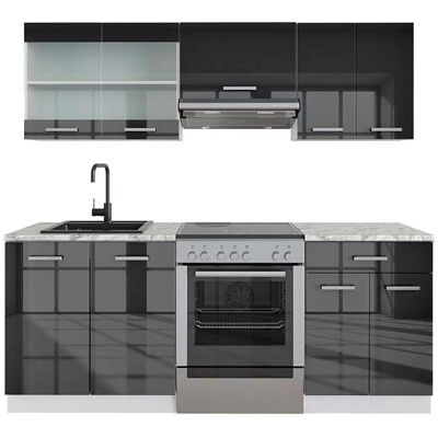 Vicco Meuble de Cuisine R-Line - Modular, 200cm, Anthracite & Blanc - Meuble de Cuisine - Publicité Vicco Meuble de Cuisine R-Line - Modular, 200cm, Anthracite & Blanc - Meuble de Cuisine - Publicité