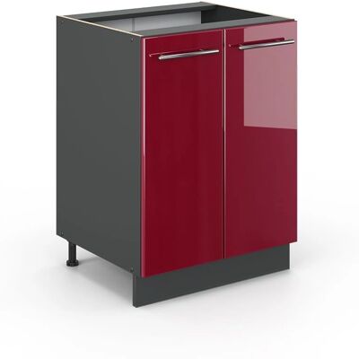 Vicco Fame-Line Placard Bas de Cuisine 60 cm - Rouge Bordeaux Brillant - Publicité Vicco Fame-Line Placard Bas de Cuisine 60 cm - Rouge Bordeaux Brillant - Publicité