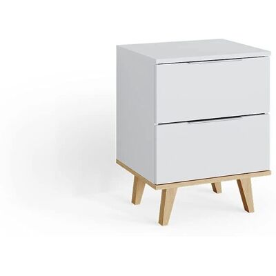 Vicco Table de Nuit - Style Nautica - Blanc/Beige - Design Scandinave - Publicité Vicco Table de Nuit - Style Nautica - Blanc/Beige - Design Scandinave - Publicité