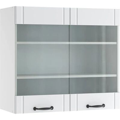 Vicco - Armoire de Cuisine en Verre Blanc - 80cm - Publicité Vicco - Armoire de Cuisine en Verre Blanc - 80cm - Publicité