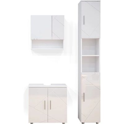 Conjunto de muebles de baño blancos de alto brillo Vicco Irma - Juego de muebles de baño Conjunto de muebles de baño blancos de alto brillo Vicco Irma - Juego de muebles de baño