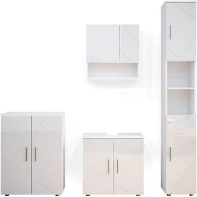 Conjunto de muebles de baño Vicco Irma - Blanco alto brillo, 4 piezas Conjunto de muebles de baño Vicco Irma - Blanco alto brillo, 4 piezas