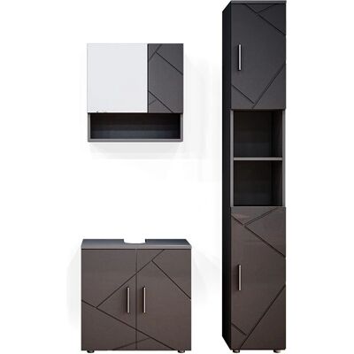 Vicco - Set Mobili Bagno Irma - Antracite, 3 Pezzi Vicco - Set Mobili Bagno Irma - Antracite, 3 Pezzi