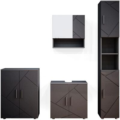 Set Mobili Bagno Vicco Irma - Antracite - 4 Pezzi Set Mobili Bagno Vicco Irma - Antracite - 4 Pezzi