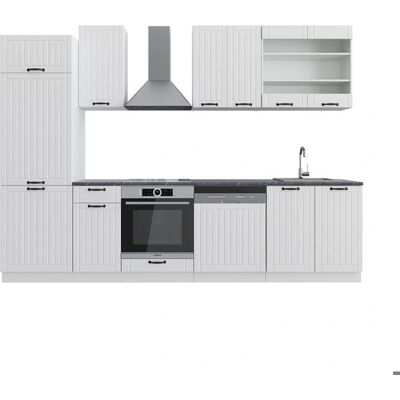 Vicco - Sistema de Cocina Modular - 300 cm - Blanco/Blanco - Estilo Rural - Gabinete de Cocina Vicco - Sistema de Cocina Modular - 300 cm - Blanco/Blanco - Estilo Rural - Gabinete de Cocina