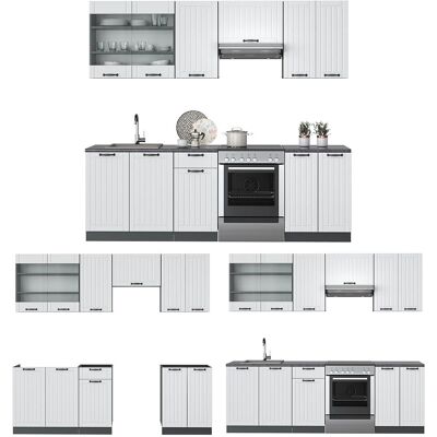 Vicco Estantería de Cocina Estilo Cottage Blanca/Antracita - 240cm Vicco Estantería de Cocina Estilo Cottage Blanca/Antracita - 240cm